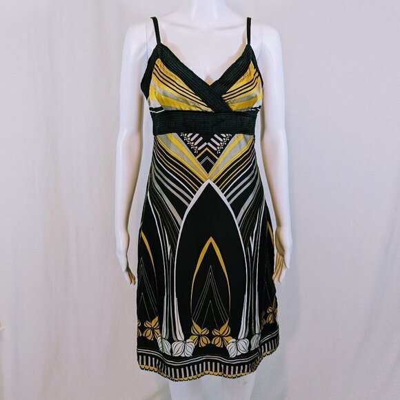 Ted Baker Y2K Style Dress Black and Gold 100% Silk Size 3 (US 8) - Picture 1 of 5